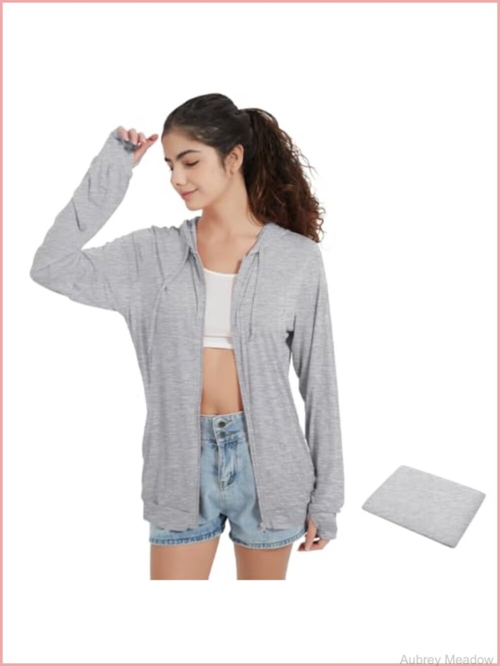 Lightweight Zip Up Hoodie Women's Thin Summer Jacket with Thumb Holes